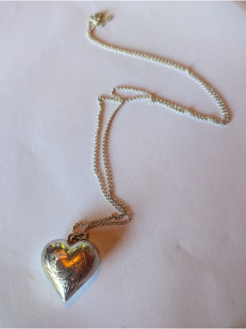 Vintage 925 Sterling Silver Heart Pendant Necklace New Italian Chain 70cm 10g+
